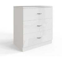 Zipcode Design Brendle 3 Drawer Chest Of Drawers: 60cm Wide - High Gloss Front with Chrome Handles, Scratch Resistant. White 68.5cm H X 60cm W X 40cm D