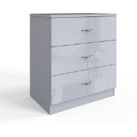 Zipcode Design Brendle 3 Drawer Chest Of Drawers: 60cm Wide - High Gloss Front with Chrome Handles, Scratch Resistant. Grey 68.5cm H X 60cm W X 40cm D