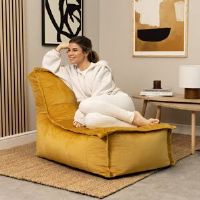 Brayden Studio Icon Glenys Velvet Lounger Bean Bag Chair Ochre Yellow Large
