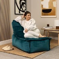 Brayden Studio Icon Glenys Velvet Lounger Bean Bag Chair blue/black 68.0 H x 79.0 W x 90.0 D cm