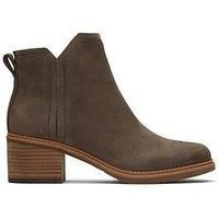 TOMS Hailey Leather Women's Canteen Heeled Ankle Boots