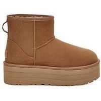 UGG Womens Classic Mini Platform Suede Chestnut Boots 8 UK