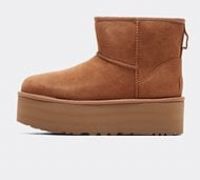 Ugg Womens Boots Classic Mini Platform Casual Slip-On Suede