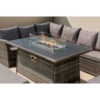 Rattan 9-Seater Sofa Set With Firepit In Grey - Cover Option