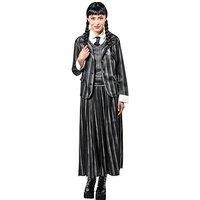 Rubie/'s 1000159L000 Wednesday Womens School Uniform Addams Adult Fancy Dress, Striped, Black, UK 16-18