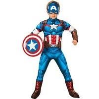 Rubies 301736XS Captain America Deluxe Kids Fancy Dress, Boys, Multicolour, 5-6 Years Halloween