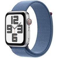 Apple Watch SE (2nd Gen, 2023) [GPS + Cellular 44mm] Smartwatch with Silver Aluminum Case with Winter Blue Sport Loop One Size