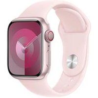 Apple Watch Series 9 [GPS + Cellular 41mm] Smartwatch with Pink Aluminum Case with Light Pink Sport Band M/L. Fitness Tracker, Blood Oxygen & ECG Apps, Always-On Retina Display, Water Resistant