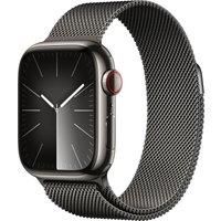 Apple Watch Series 9 [GPS + Cellular 41mm] Smartwatch with Graphite Stainless steel Case with Graphite Milanese Loop One Size. Fitness Tracker, Blood Oxygen & ECG Apps, Water Resistant