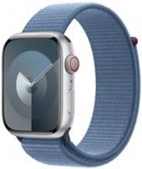 Apple Watch Series 9 [GPS + Cellular 45mm] Smartwatch with Silver Aluminum Case with Winter Blue Sport Loop One Size. Fitness Tracker, Blood Oxygen & ECG Apps, Always-On Retina Display