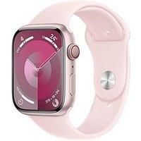 Apple Watch Series 9 [GPS + Cellular 45mm] Smartwatch with Pink Aluminum Case with Light Pink Sport Band M/L. Fitness Tracker, Blood Oxygen & ECG Apps, Always-On Retina Display, Water Resistant