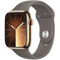 Apple Watch Series 9 [GPS + Cellular 45mm] Smartwatch with Gold Stainless steel Case with Clay Sport Band S/M. Fitness Tracker, Blood Oxygen & ECG Apps, Always-On Retina Display, Water Resistant