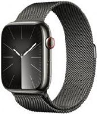 Apple Watch Series 9 [GPS + Cellular 45mm] Smartwatch with Graphite Stainless steel Case with Graphite Milanese Loop One Size. Fitness Tracker, Blood Oxygen & ECG Apps, Water Resistant