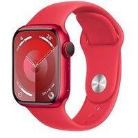 Apple Watch Series 9 [GPS + Cellular 41mm] Smartwatch with (PRODUCT) RED Aluminum Case with (PRODUCT) RED Sport Band M/L. Fitness Tracker, Blood Oxygen & ECG Apps, Water Resistant