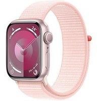 Apple Watch Series 9 [GPS 41mm] Smartwatch with Pink Aluminum Case with Light Pink Sport Loop One Size. Fitness Tracker, Blood Oxygen & ECG Apps, Always-On Retina Display, Water Resistant
