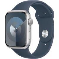 Apple Watch Series 9 [GPS 45mm] Smartwatch with Silver Aluminum Case with Storm Blue Sport Band M/L. Fitness Tracker, Blood Oxygen & ECG Apps, Always-On Retina Display, Water Resistant