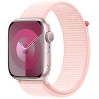 Apple Watch Series 9 [GPS 45mm] Smartwatch with Pink Aluminum Case with Light Pink Sport Loop One Size. Fitness Tracker, Blood Oxygen & ECG Apps, Always-On Retina Display, Water Resistant