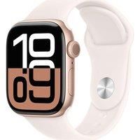 APPLE Watch Series 10 - 42 mm Rose Gold Aluminium Case with Light Blush Sport Band, M/L, Pink,Gold
