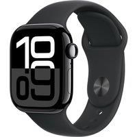 Apple Watch Series 10 GPS + Cellular 42 mm Smartwatch with Jet Black Aluminium Case with Black Sport Band - M/L. Fitness Tracker, ECG App, Always-On Retina Display, Water Resistant