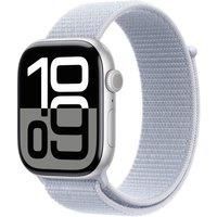 Apple Watch Series 10 GPS + Cellular 46mm Silver Aluminium Case with Blue Cloud Sport Loop