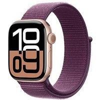 Apple Watch Series 10 GPS + Cellular 46mm Rose Gold Aluminium Case with Plum Sport Loop