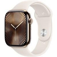 Apple Watch Series 10 GPS + Cellular 46mm Gold Titanium Case with Starlight Sport Band - M/L
