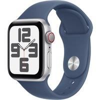 Apple Watch SE (2nd Gen) GPS + Cellular 40mm Smartwatch with Silver Aluminium Case with Denim Sport Band - S/M. Fitness and Sleep Trackers, Crash Detection, Heart Rate Monitor, Retina Display