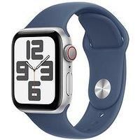 Apple Watch SE GPS + Cellular 44mm Silver Aluminium Case with Denim Sport Band - M/L
