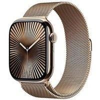 Apple Watch Series 10 GPS + Cellular 46mm Gold Titanium Case with Gold Milanese Loop - S/M