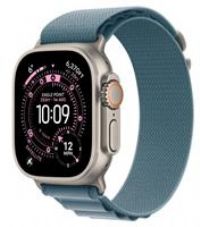 Apple Watch Ultra 3 GPS + Cellular 49mm Premium Running and Multisport Smartwatch with Rugged Natural Titanium Case with Light Blue Alpine Loop - Medium. Advanced Health and Fitness Tracking