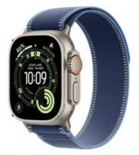 Apple Watch Ultra 3 GPS + Cellular 49mm Premium Running and Multisport Smartwatch with Rugged Natural Titanium Case with Blue/Bright Blue Trail Loop S/M. Advanced Health and Fitness Tracking