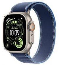 Apple Watch Ultra 3 GPS + Cellular 49mm Premium Running and Multisport Smartwatch with Rugged Natural Titanium Case with Blue/Bright Blue Trail Loop M/L. Advanced Health and Fitness Tracking