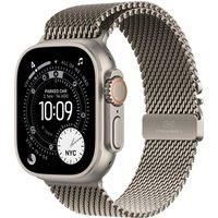 Apple Watch Ultra 3 GPS + Cellular 49mm Premium Running and Multisport Smartwatch with Rugged Natural Titanium Case with Natural Titanium Milanese Loop - Medium. Advanced Health and Fitness Tracking