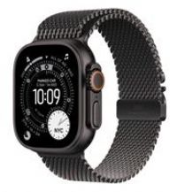 Apple Watch Ultra 3 GPS + Cellular 49mm Premium Running and Multisport Smartwatch with Rugged Black Titanium Case with Black Titanium Milanese Loop - Medium. Advanced Health and Fitness Tracking