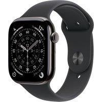 Apple Watch Series 11, 42mm, Slate Titanium Case, GPS + Cellular [2025] - Black Sport Band - S/M, Black