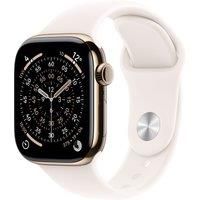 Apple Watch Series 11 GPS + Cellular 46mm Smartwatch with Gold Titanium Case with Light Blush Sport Band S/M. Sleep Score, Fitness Tracker, Health Monitoring, Always-On Display, Water Resistant