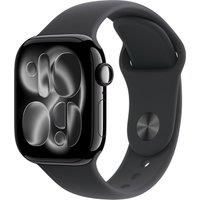 Apple Watch Series 11 GPS + Cellular 42mm Smartwatch with Jet Black Aluminium Case with Black Sport Band M/L. Sleep Score, Fitness Tracker, Health Monitoring, Always-On Display, Water Resistant