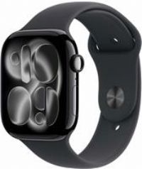 Apple Watch Series 11 GPS 46mm Smartwatch with Jet Black Aluminium Case with Black Sport Band M/L. Sleep Score, Fitness Tracker, Health Monitoring, Always-On Display, Water Resistant
