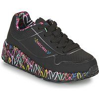 Skechers Girl/'s Uno Lite Lovely Luv Sneaker, Black Synthetic/Multi Trim, 3 UK