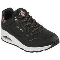 Skechers Women/'s UNO Shimmer Away Sneaker, Black Durabuck/Rose Gold Duraleather Trim, 3 UK