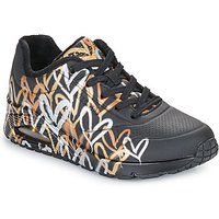 Skechers Women/'s UNO-Metallic Love Sneaker, Black, 6 UK