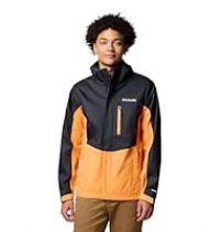 Columbia Men/'s Pouring Adventure 3 Jacket, Waterproof Rain Jacket, Black/Koi, XL