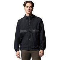 Columbia Men/'s Spire Valley Hooded Windbreaker, Black/Shark, Medium