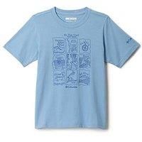 Columbia Boys/' Valley Creek Short Sleeve Graphic Shirt Hiking Shirt, Ripple Blue/Hike Guide, XS