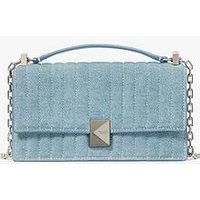 Kate Spade New York Deco Quilted Denim Suede Mini Flap Chain Crossbody