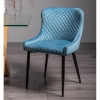 Fairmont Park Noa Upholstered Dining Chair Black/Petrol Blue 86cm H X 52cm W X 60cm D