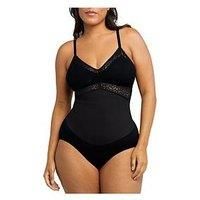 Maidenform DMS097 Women's Lace Tame Your Tummy Bodysuit Sz M, Black