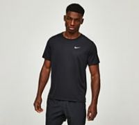 NIKE Men/'s M NK DF UV Miler SS T-Shirt, Black/Reflective Silver, M