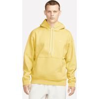 Nike Solo Swoosh Men's Fleece Pullover Hoodie - Yellow - Cotton/Polyester