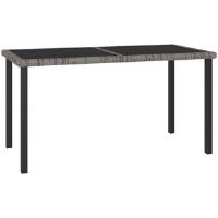 Ebern Designs Adhil Rattan Dining Table Grey